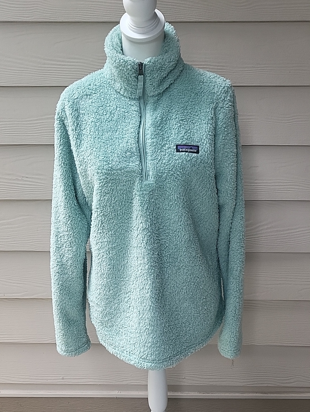 Patagonia Mint Green Teddy Fleece Quarter-Zip Pullover Women's Large